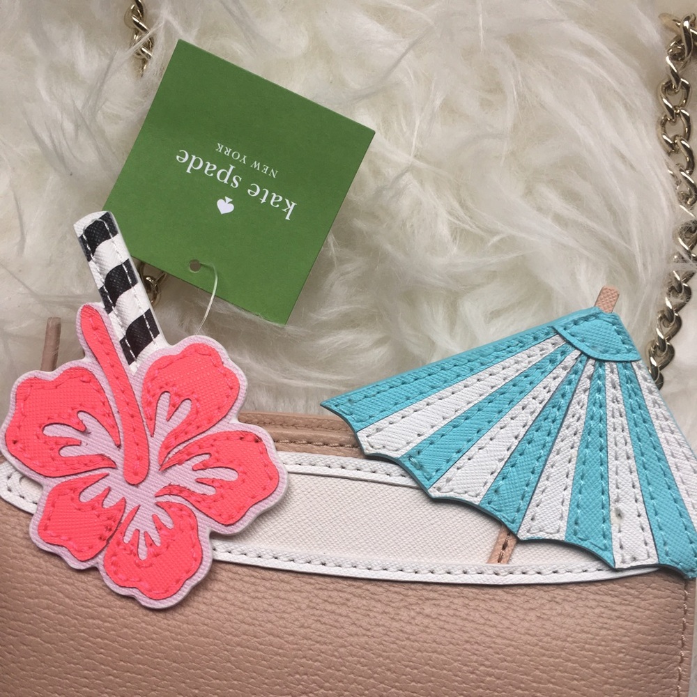 kate spade light pink and cream crossbody bag with tropical applique - Picture 4 of 8